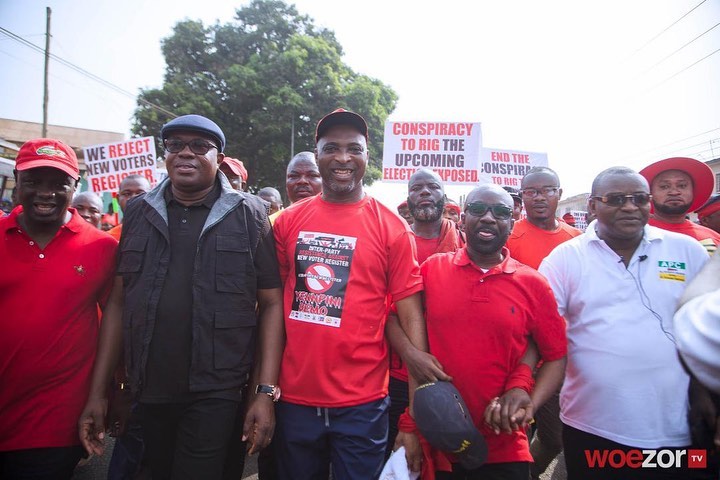 Some officials of the NDC and APC parties at the demonstration