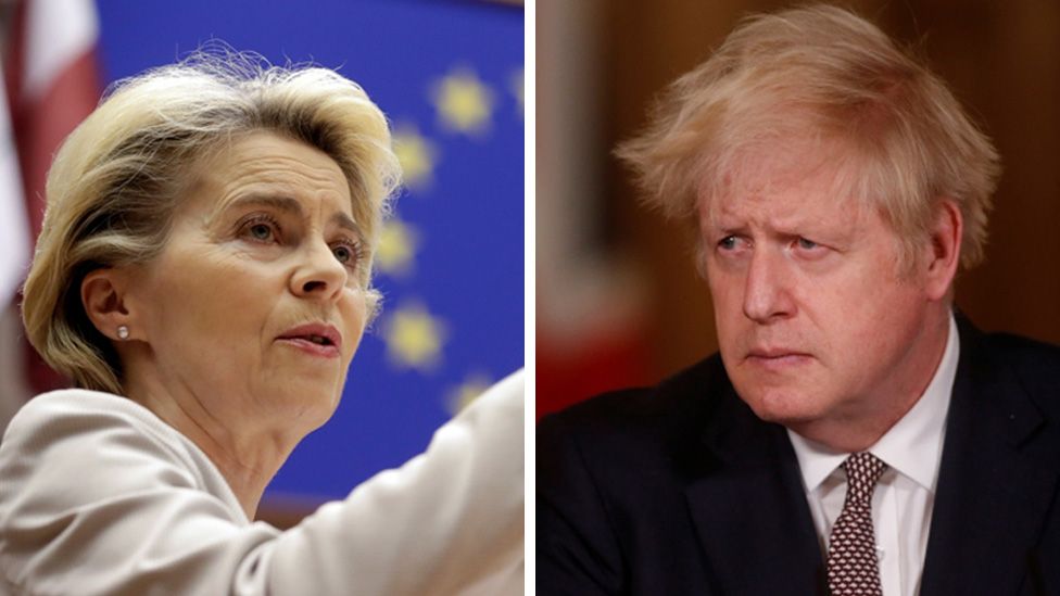 UK Prime Minister Boris Johnson and European Commission President Ursula Von Der Leyen